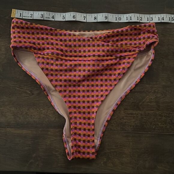 NWT Cotton on body high waisted cheeky bikini bottom retro texture violet cross - Picture 6 of 7